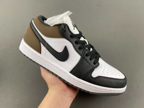 Authentic Air Jordan 1 Low Black/White/Mocha Brown