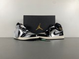 Authentic Air Jordan 1 Mid GS Black/Silver/Gold