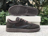 Authentic Travis Scott x Jordan Air Jordan 1 Low Kid “Velvet Brown”