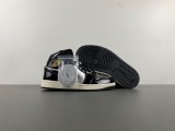 Authentic Air Jordan 1 Mid GS Black/Silver/Gold