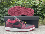 Authentic Air Jordan 1 Low Black/Burgundy Red