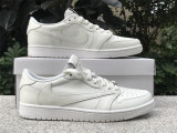 Authentic Travis Scott x Air Jordan 1 Low GS All White