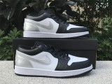 Authentic Air Jordan 1 Low OG GS Silver/Black/White