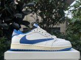 Authentic Authentic Travis Scott x Fragment x Air Jordan 1 Low Sail/Black/Military Blue