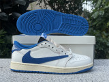 Authentic Authentic Travis Scott x Fragment x Air Jordan 1 Low Sail/Black/Military Blue