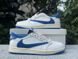 Authentic Authentic Travis Scott x Fragment x Air Jordan 1 Low Sail/Black/Military Blue