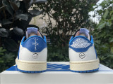 Authentic Authentic Travis Scott x Fragment x Air Jordan 1 Low Sail/Black/Military Blue