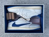 Authentic Authentic Travis Scott x Fragment x Air Jordan 1 Low Sail/Black/Military Blue
