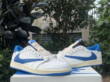 Authentic Authentic Travis Scott x Fragment x Air Jordan 1 Low Sail/Black/Military Blue