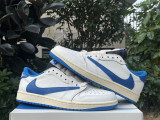Authentic Authentic Travis Scott x Fragment x Air Jordan 1 Low Sail/Black/Military Blue