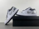Authentic Air Jordan 1 Low Silver/Black/White