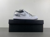 Authentic Air Jordan 1 Low Silver/Black/White