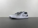 Authentic Air Jordan 1 Low Silver/Black/White