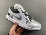 Authentic Air Jordan 1 Low Silver/Black/White