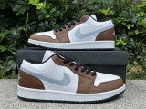 Authentic Air Jordan 1 Low Blue Grey/White