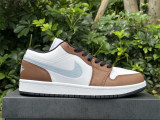 Authentic Air Jordan 1 Low Blue Grey/White