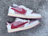 Authentic Travis Scott x Air Jordan 1 Low GS Sail/Shy Pink