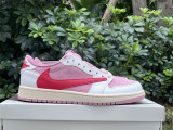 Authentic Travis Scott x Air Jordan 1 Low GS Sail/Shy Pink