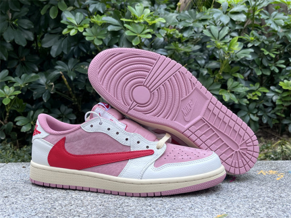 Authentic Travis Scott x Air Jordan 1 Low GS Sail/Shy Pink
