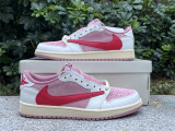 Authentic Travis Scott x Air Jordan 1 Low GS Sail/Shy Pink