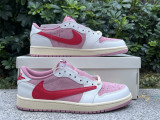 Authentic Travis Scott x Air Jordan 1 Low GS Sail/Shy Pink