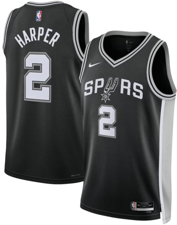 Men's San Antonio Spurs Dylan Harper Fanatics Black 2025 NBA Draft First Round Pick Fast Break Replica Jersey - Icon Edition