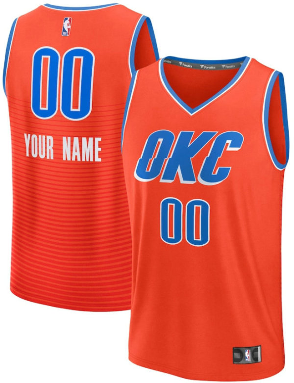 Men's Oklahoma City Thunder Fanatics Orange Fast Break Custom Jersey - Statement Edition
