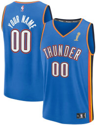 Men's Oklahoma City Thunder Fanatics Blue 2025 NBA Finals Champions Fast Break Replica Custom Jersey - Icon Edition