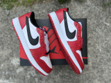 Authentic Air Jordan 1 Low OG Black Muslin Varsity Red
