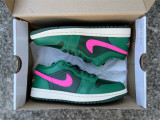 Authentic Air Jordan 1 Low GS Malachite/Fir/Pink Blast/Coconut Milk