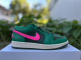 Authentic Air Jordan 1 Low GS Malachite/Fir/Pink Blast/Coconut Milk