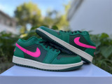 Authentic Air Jordan 1 Low GS Malachite/Fir/Pink Blast/Coconut Milk