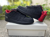 Authentic Supreme x Nike SB Dunk Low Black/Red/White