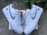 Authentic Supreme x Nike SB Dunk Low White/Silver