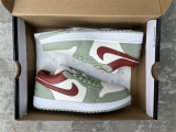 Authentic Air Jordan 1 Low GS Sail/Red/Green