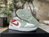 Authentic Air Jordan 1 Low GS Sail/Red/Green