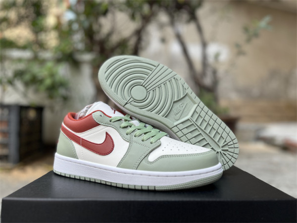 Authentic Air Jordan 1 Low Sail/Red/Green