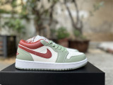 Authentic Air Jordan 1 Low GS Sail/Red/Green