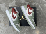 Authentic Air Jordan 1 Low GS Sail/Red/Green