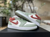 Authentic Air Jordan 1 Low GS Sail/Red/Green