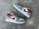 Authentic Air Jordan 1 Low GS Sail/Red/Green