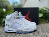Authentic Air Jordan 5 Silver/White
