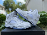 Authentic Air Jordan 5 Silver/White
