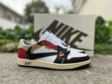 Authentic Travis Scott x OFF-WHITE x Air Jordan 1 Low Black/White/Red