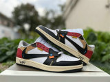 Authentic Travis Scott x OFF-WHITE x Air Jordan 1 Low Black/White/Red