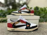 Authentic Travis Scott x OFF-WHITE x Air Jordan 1 Low Black/White/Red