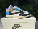 Authentic Travis Scott x OFF-WHITE x Air Jordan 1 Low Black/White/Blue