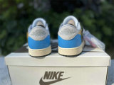 Authentic Travis Scott x OFF-WHITE x Air Jordan 1 Low Black/White/Blue