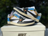 Authentic Travis Scott x OFF-WHITE x Air Jordan 1 Low Black/White/Blue