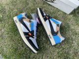 Authentic Travis Scott x OFF-WHITE x Air Jordan 1 Low Black/White/Blue